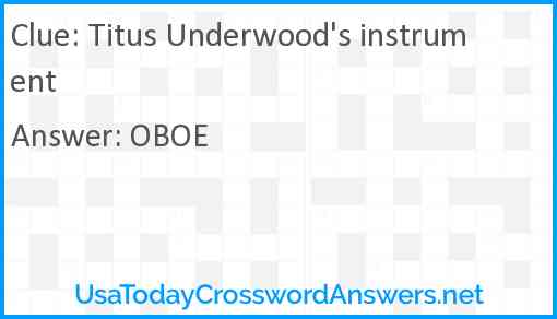Titus Underwood's instrument Answer