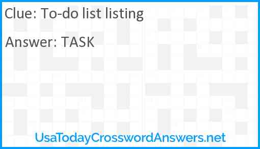 To-do list listing Answer