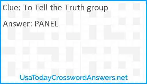 To Tell the Truth group Answer