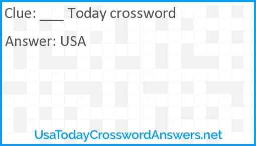 ___ Today crossword Answer