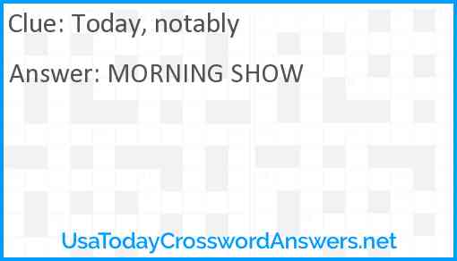 Today, notably Answer
