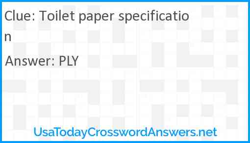 Toilet paper specification Answer