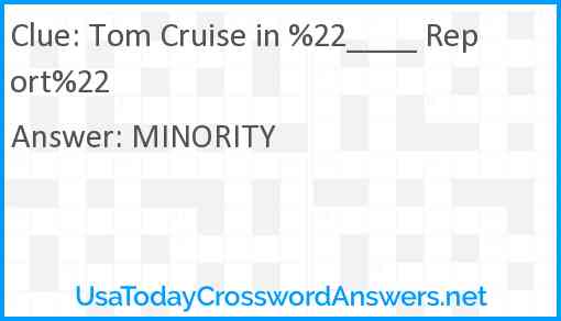 Tom Cruise in %22____ Report%22 Answer