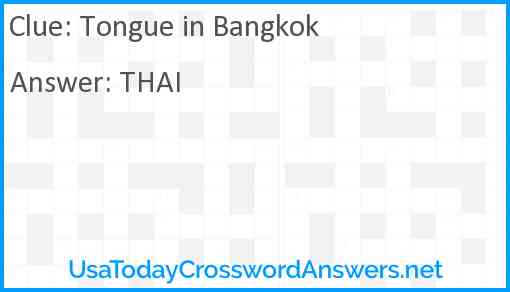 Tongue in Bangkok Answer