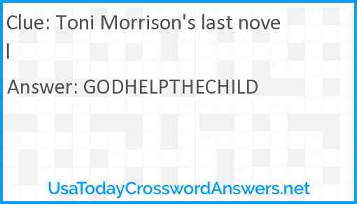 Toni Morrison's last novel Answer