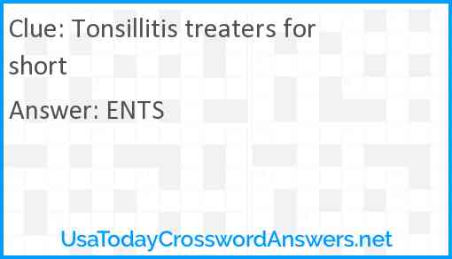 Tonsillitis treaters for short Answer