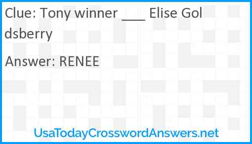 Tony winner ___ Elise Goldsberry Answer