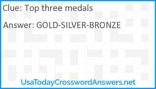 Top three medals Answer