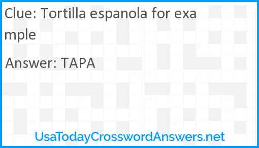 Tortilla espanola for example Answer