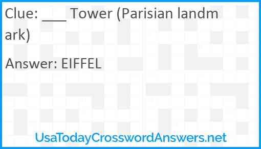 ___ Tower (Parisian landmark) Answer