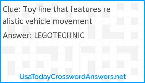 Toy line that features realistic vehicle movement Answer