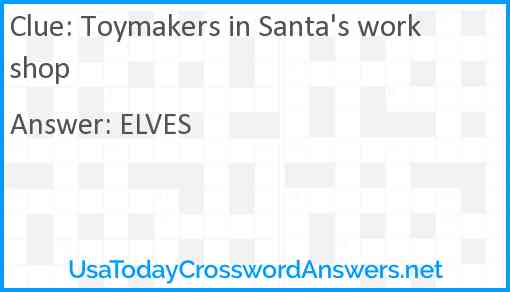 Toymakers in Santa's workshop Answer