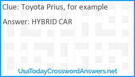 Toyota Prius, for example Answer
