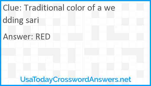 Traditional color of a wedding sari Answer