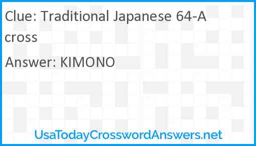 Traditional Japanese 64-Across Answer
