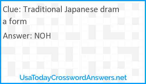Traditional Japanese drama form Answer
