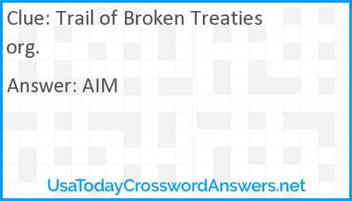 Trail of Broken Treaties org. Answer