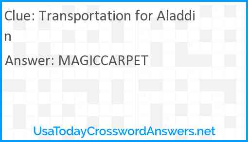 Transportation for Aladdin Answer