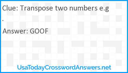Transpose two numbers e.g. Answer
