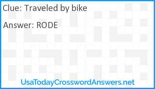 Traveled by bike Answer