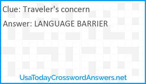 Traveler's concern Answer