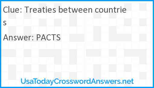 Treaties between countries Answer