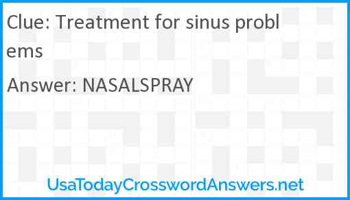 Treatment for sinus problems Answer