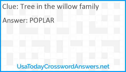 Tree in the willow family Answer