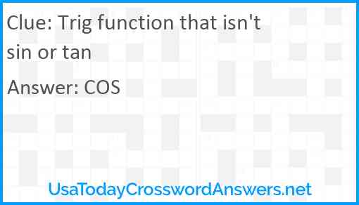 Trig function that isn't sin or tan Answer