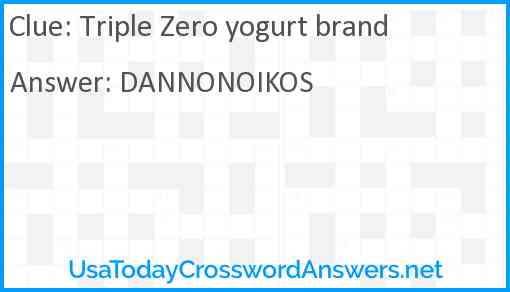 Triple Zero yogurt brand Answer