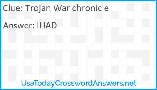 Trojan War chronicle Answer