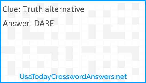 Truth alternative crossword clue UsaTodayCrosswordAnswers net