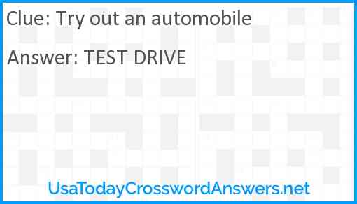 Try out an automobile Answer