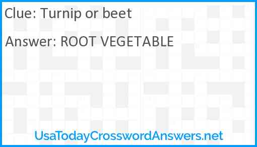 Turnip or beet Answer