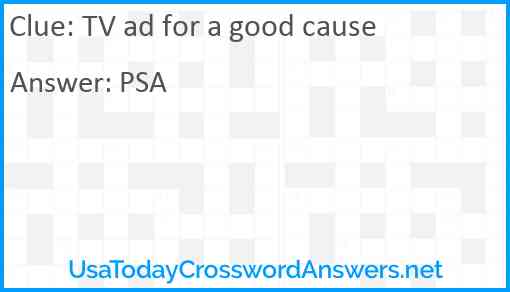 TV ad for a good cause Answer