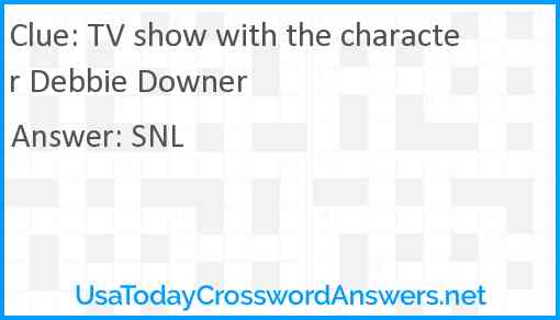 TV show with the character Debbie Downer Answer