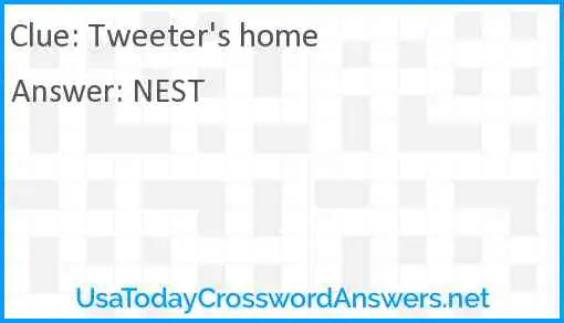 Tweeter's home Answer