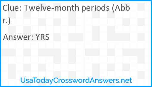 Twelve-month periods (Abbr.) Answer