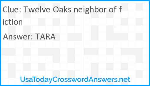 Twelve Oaks neighbor of fiction Answer