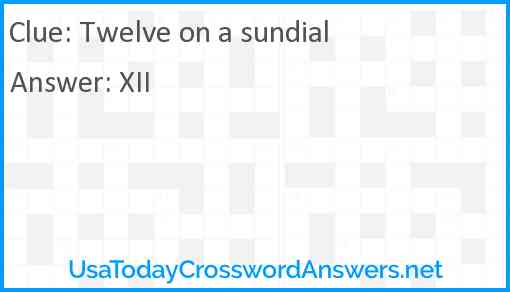 Twelve on a sundial Answer