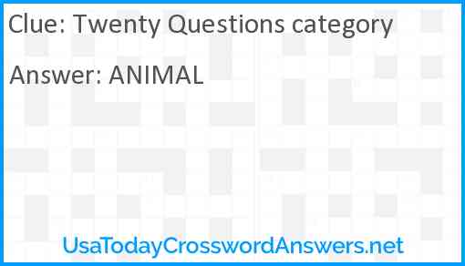 Twenty Questions category Answer
