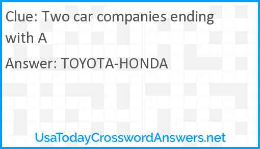 Two car companies ending with A Answer