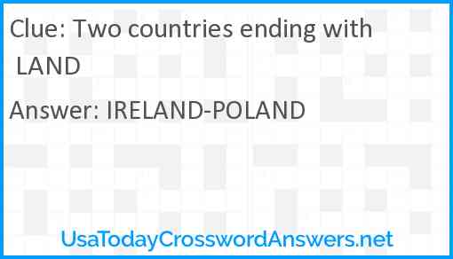 Two countries ending with LAND crossword clue