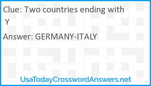 Two countries ending with Y Answer