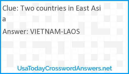 Two countries in East Asia Answer