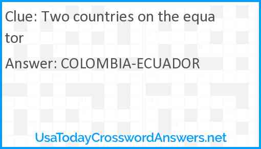 Two countries on the equator Answer