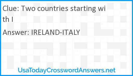 Two countries starting with I Answer