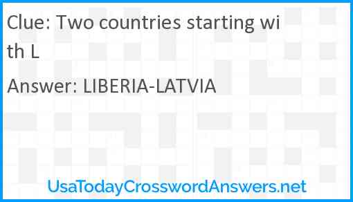 Two countries starting with L Answer