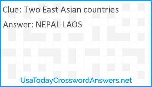 Two East Asian countries Answer