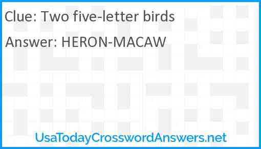 Two five-letter birds Answer